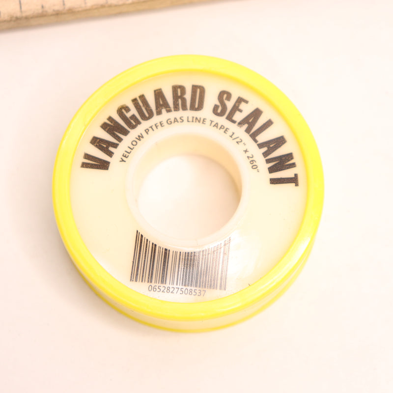 Vanguard PTFE Gas Line Thread Sealant Tape Yellow 1/2" Width x 260" Length
