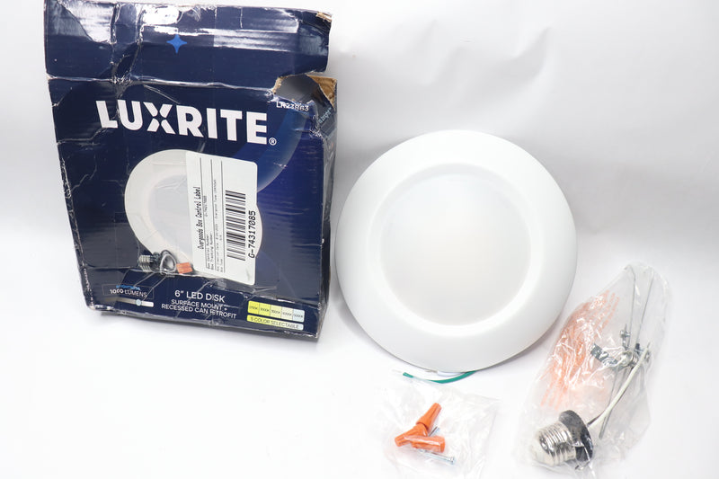 Luxrite LED Disk Light Dimmable 1000 Lumens 15W 3000K Soft White 6"