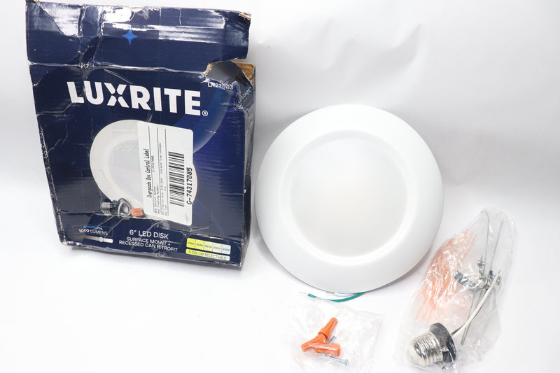 Luxrite LED Disk Light Dimmable 1000 Lumens 15W 3000K Soft White 6"