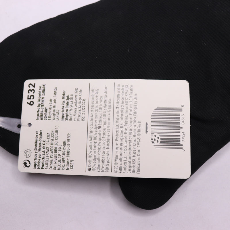 Weber Barbecue Grill Hand Mitt Quilted Cotton Black 6532