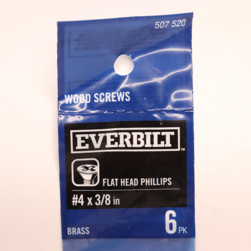 (6-Pk) Everbilt Phillips Flat Head Wood Screw Brass