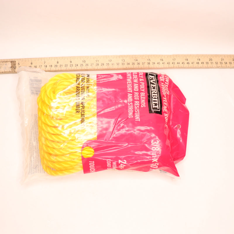 Everbilt Twisted Rope Polypropylene Yellow 3/8" x 50' 342749