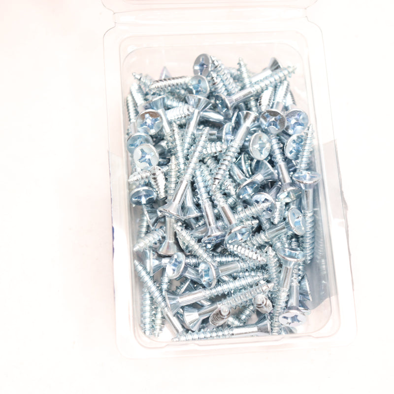 (100-Pk) Everbilt Phillips Flat Head Wood Screw Zinc Plated