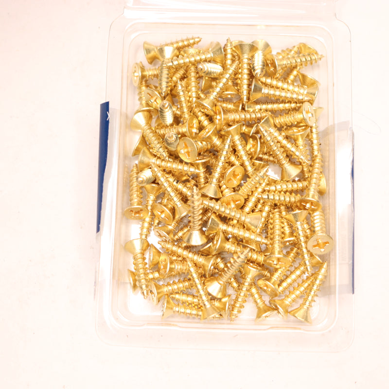 (100-Pk) Everbilt Phillips Flat Head Wood Screw Brass