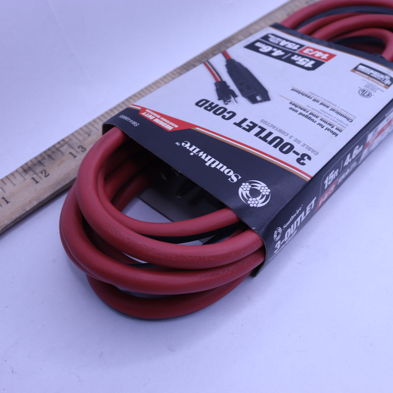 Southwire 3-Outlet Extension Cord PVC Red/Black 15' SW448665