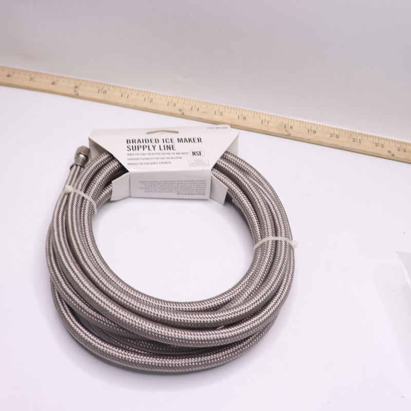 Everbilt Braided Ice Maker Supply Line Gray 12' x 1/4" Comp x 1/4" Comp 98260