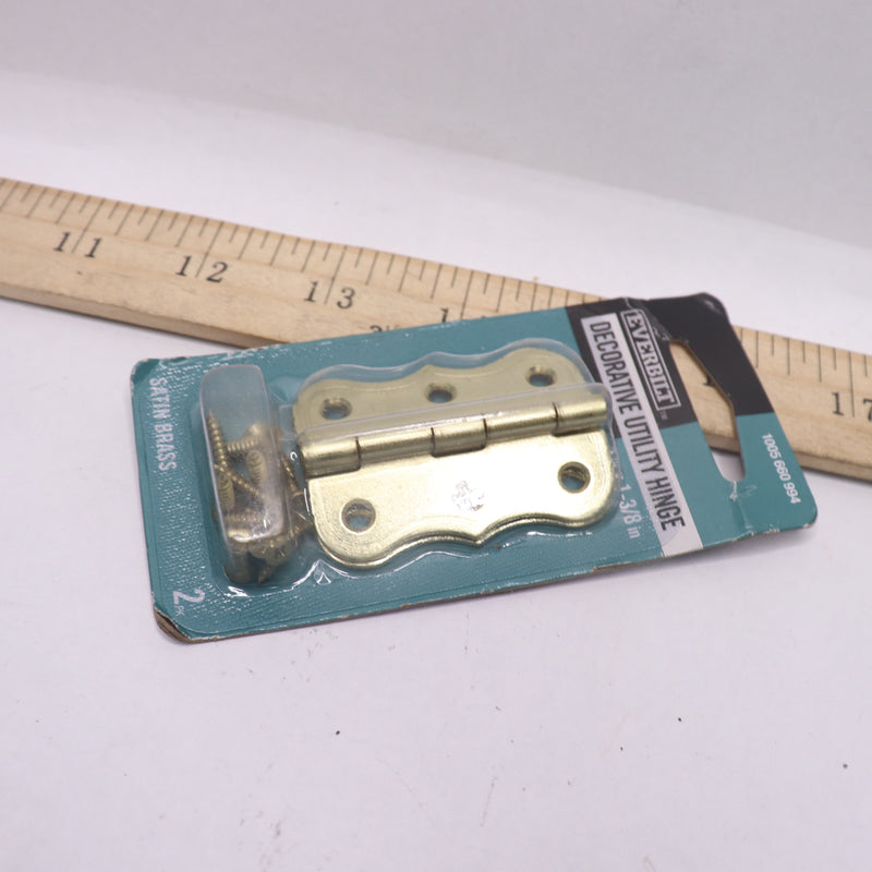 (2-Pk) Everbilt Decorative Broad Hinges Satin Brass 2" X 1-3/8"