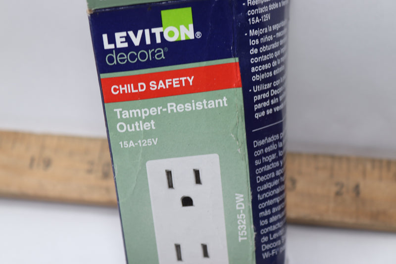 Leviton Decora Duplex Receptacle Straight Blade White 15 A 25 V T5325-DW