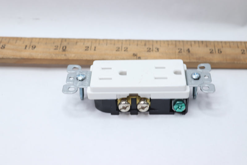 Leviton Decora Duplex Receptacle Straight Blade White 15 A 25 V T5325-DW