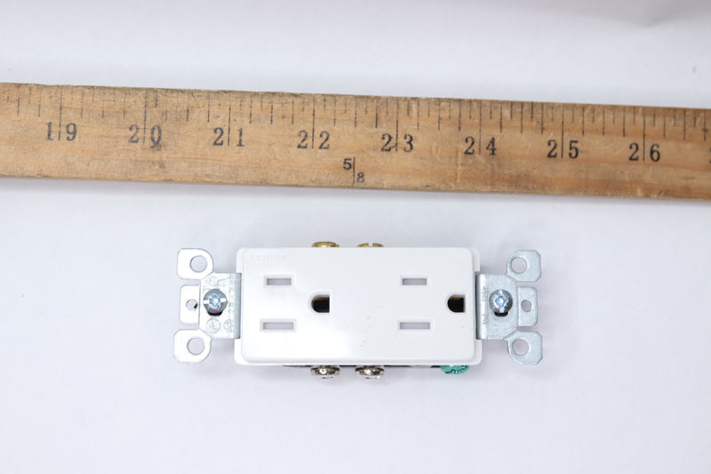 Leviton Decora Duplex Receptacle Straight Blade White 15 A 25 V T5325-DW