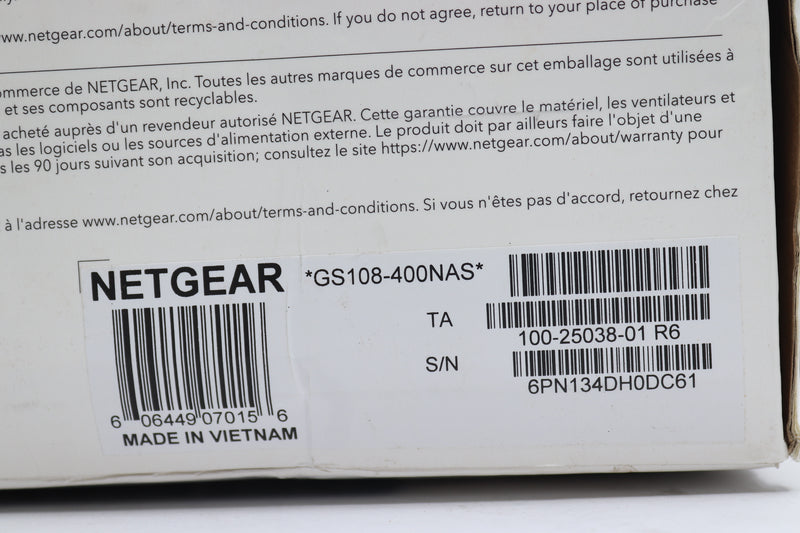 Netgear Gigabit Ethernet Unmanaged Switch 8-Port GS108-400NAS