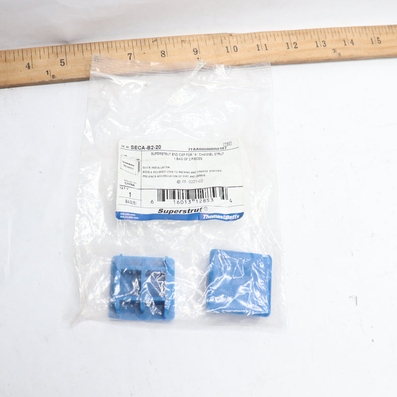 (2-Pk) Superstrut Strut End Cap For A Series Channel PVC Blue SECA-B2-20