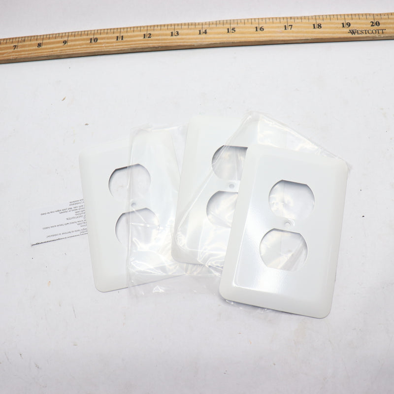 (3-Pk) Franklin Brass Stamped Steel Round Single Duplex Outlet Wall Plate White