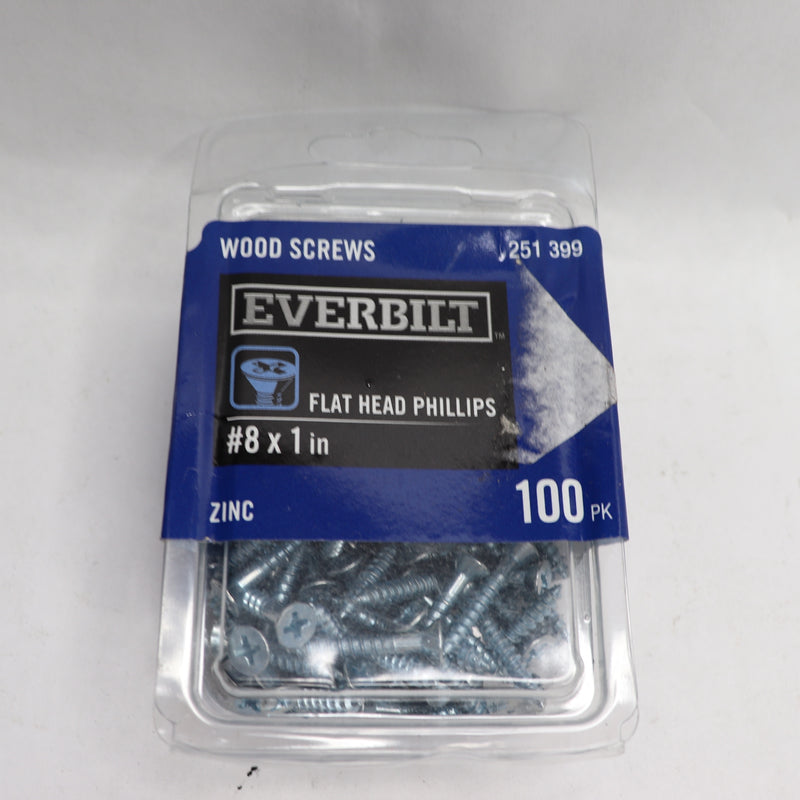 (100-Pk) Everbilt Flat Head Phillips Wood Screws