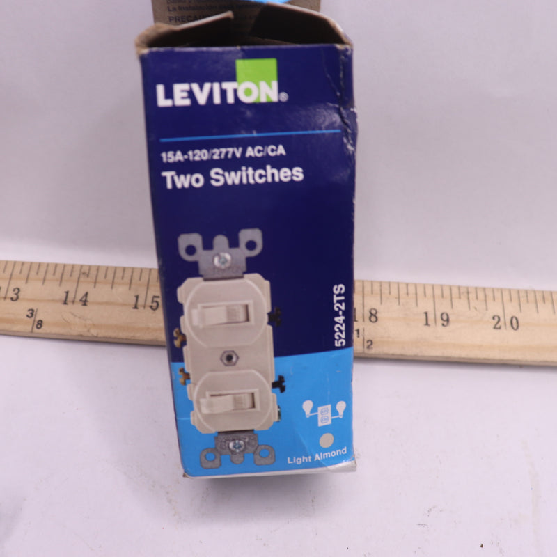 Leviton 1-Pole Toggle Switch Light Almond 15A 277V 05224-2TS