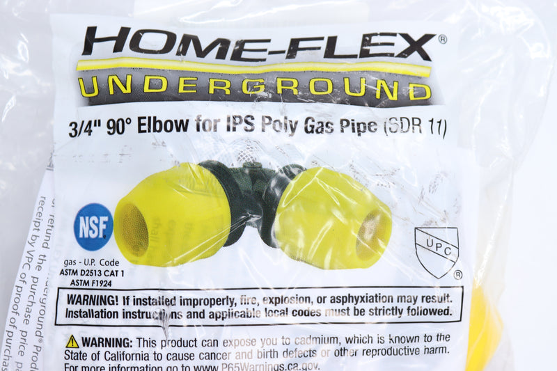 Underground 90 Degrees Elbow for IPS Poly Gas Pipe Yellow 3/4" SDR11