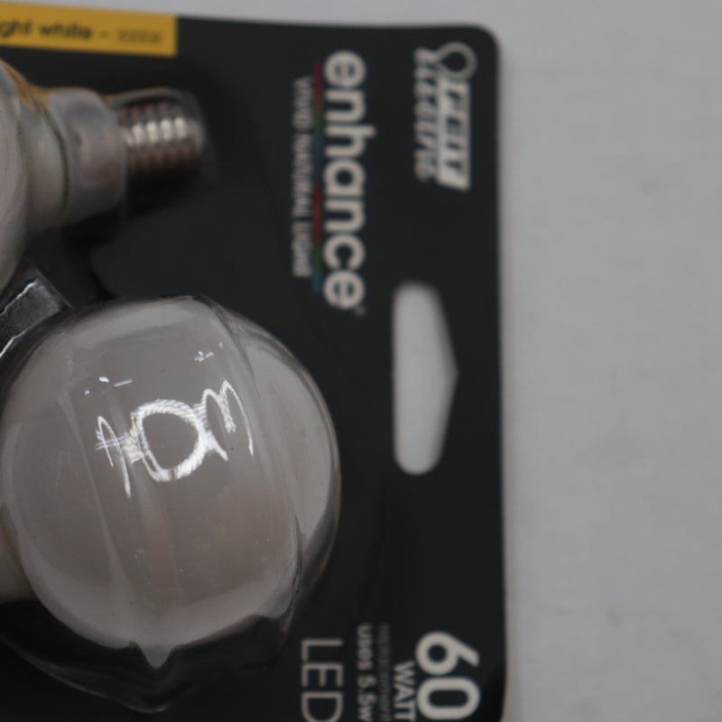 (2-Pk) Feit Electric G16.5 Globe LED Light Bulbs 5.5 Watt 120V