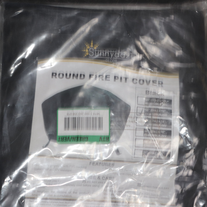 (1-Pk) Sunnydaze Round Outdoor Fire Pit Cover Black 36" FBA_FI3612BLK