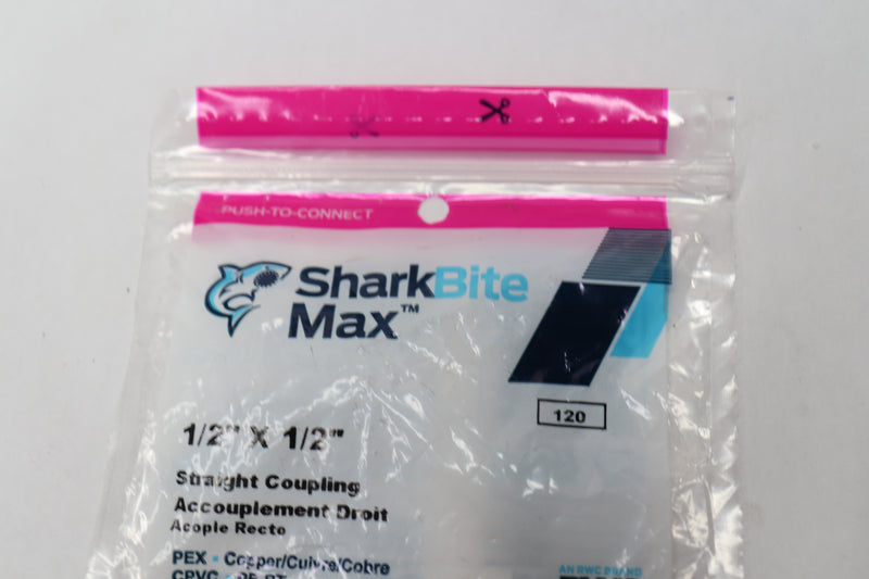 SharkBite Push to Connect Coupling Pex Pipe Plumbing Fitting Brass 1/2" UR800A