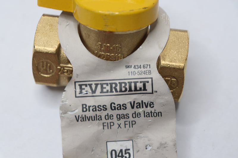 Everbilt Gas Valve Brass 3/4" FPT 110-524EB