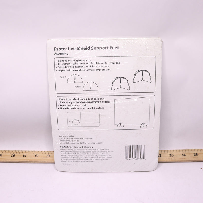 Polymer Shapes Protective Shield Support Feet Clear 8 x 5 x 0.125 CGBASECLR