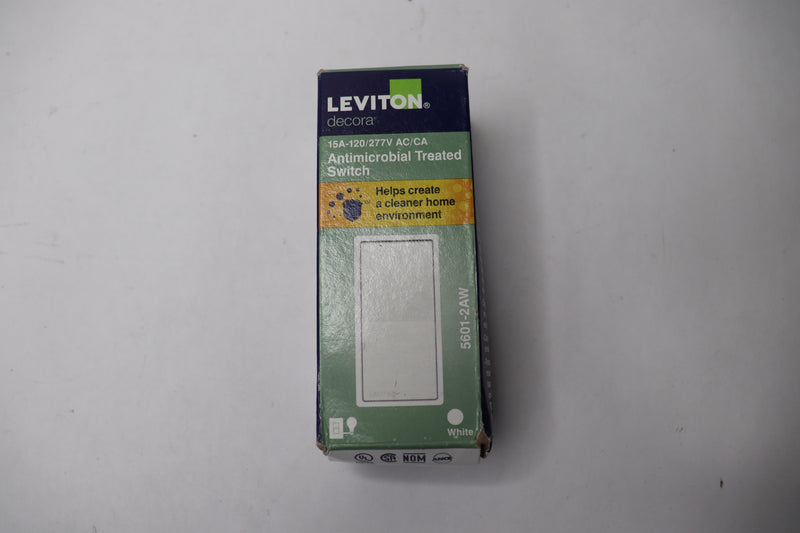 Leviton Antimicrobial Treated Switch White 15 Amps 120 Volts RA2-05601-2AW