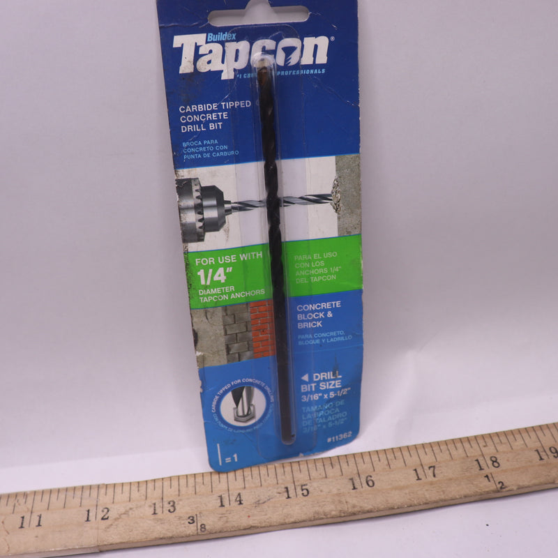 Tapcon Drill Bit Carbide Tipped 3/16 x 5-1/2" 11362