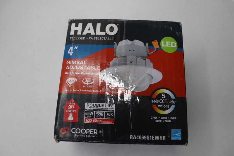 Halo Integrated LED Recessed Light White 65W 622 Lumen 4" RA4069S1EWHR