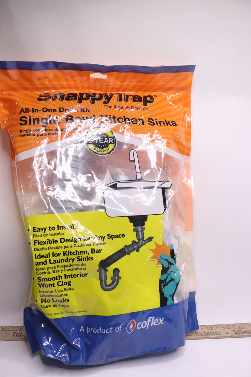 Snappy Trap Single Bowl Kitchen Sink PVC All-In-One Drain Kit DK-100