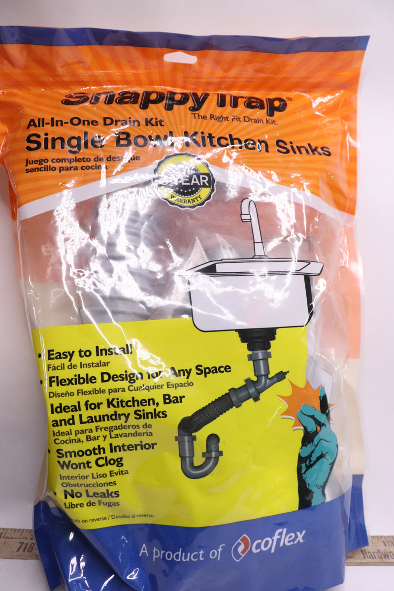 Snappy Trap Single Bowl Kitchen Sink PVC All-In-One Drain Kit DK-100