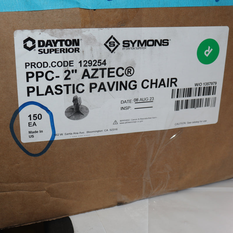 (150-Pk) Dayton Superior Paving Chair Plastic Black 2" 129254