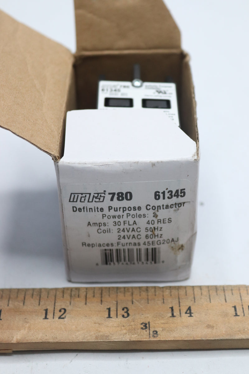 MARS 780 Definite Purpose Contactor 24VAC 50HZ 2Pole 30FLA 40 RES 61345