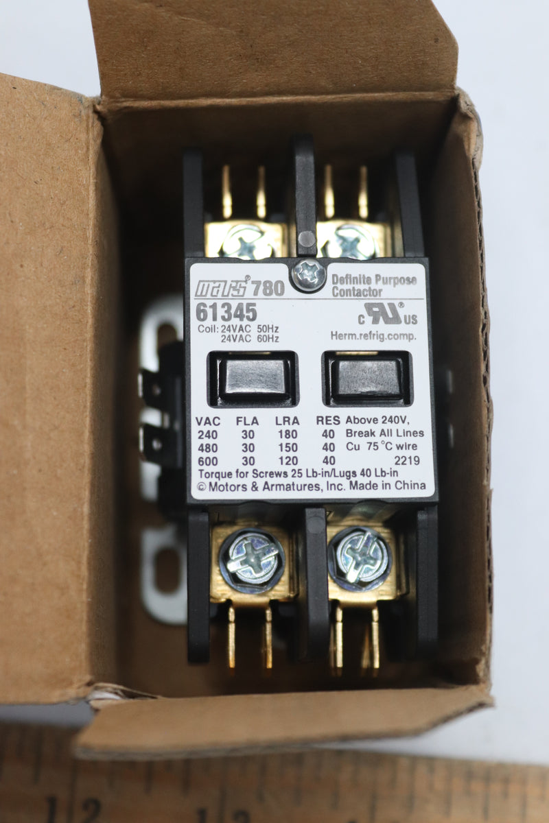 MARS 780 Definite Purpose Contactor 24VAC 50HZ 2Pole 30FLA 40 RES 61345