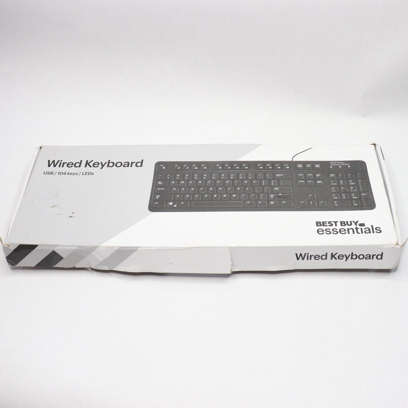 Best Buy Essentials Wired Membrane USB Keyboard Black Full Size BE-PKWDKB