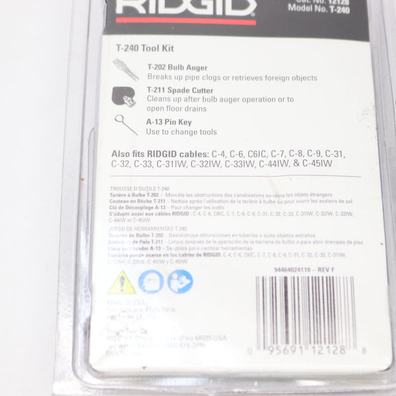 Rigid Drain Cleaning Kit Metal T-240 3/8" Connection Size 12128