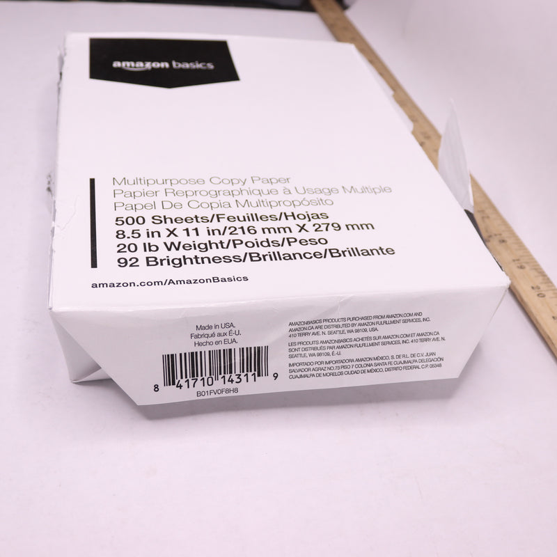 Amazon Basics Multipurpose Copy Printer Paper 500 Sheets White 8.5" x 11"