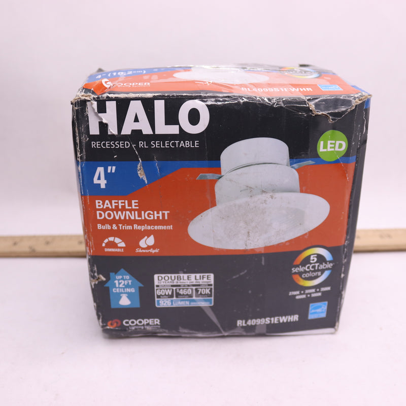 Halo Integrated LED Recessed Ceiling Light White 900 Lumens 4" RL4099S1EWHR