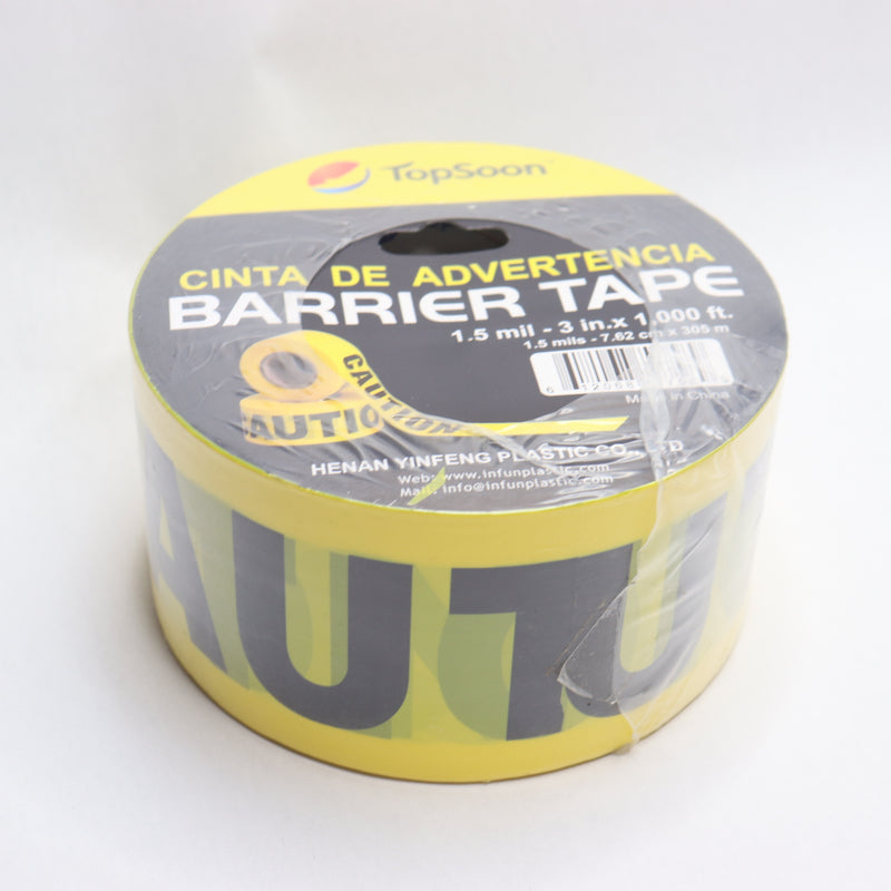 TopSoon Caution Tape Roll Bright Yellow 3"Wide x 1000' Long