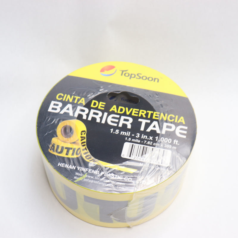 TopSoon Caution Tape Roll Bright Yellow 3"Wide x 1000' Long