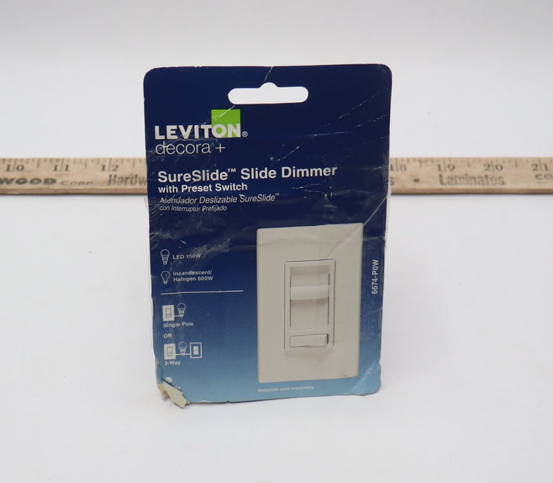 Leviton SureSlide Dimmer Light Switch Universal White 6674-P0W