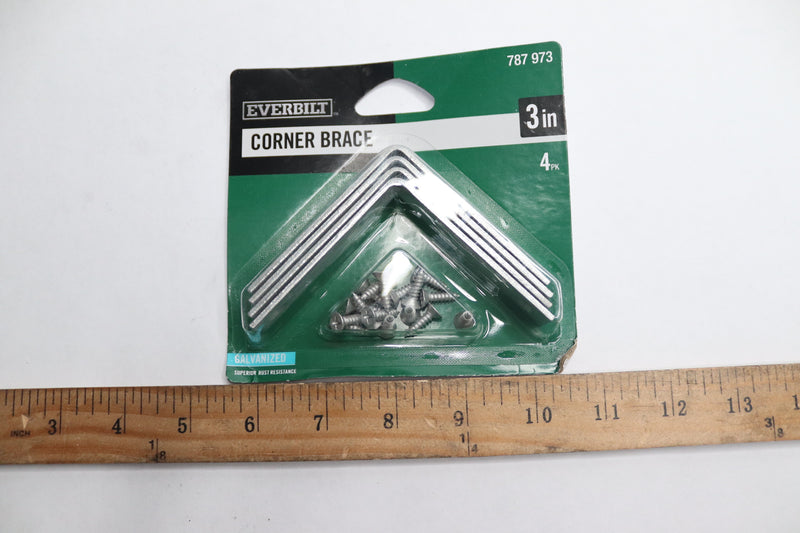 (4-Pk) Everbilt Corner Braces with Screws Galvanized Steel 3" 787 973 15269