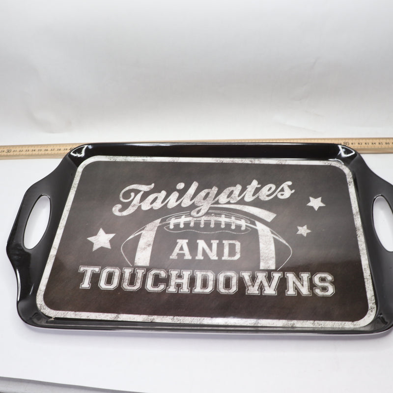 Amscan Tailgate Melamine Tray with Handle Black 19" x 11.5" 432097