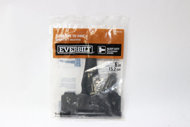 Everbilt Heavy Duty Decorative Tee Hinge Black 6" x 4.25" 15031