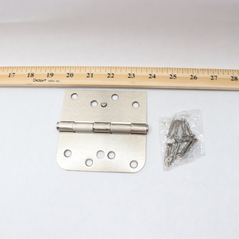 Everbilt Squeak-Free Square Door Hinge Satin Nickel 4" x 5/8" Radius 1005 694 72