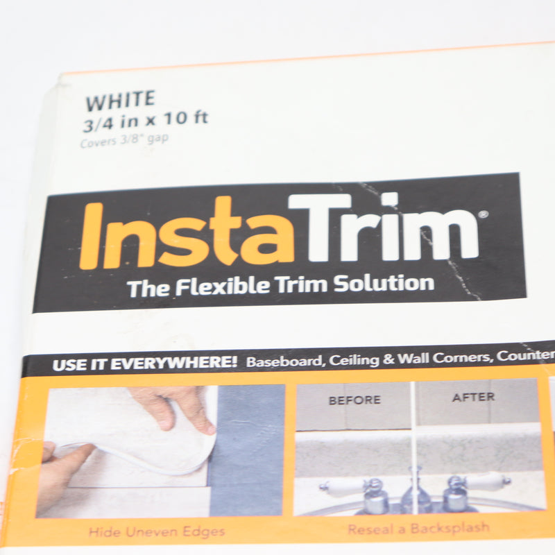 InstaTrim Flexible Peel and Stick Trim Adhesive Caulk Tape White 3/4" x 10'