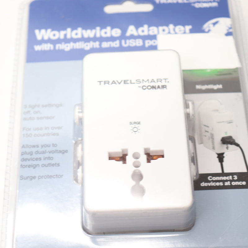 Travel Smart All-in-1 Adapter with Light and USB Port Lightweight 52891101