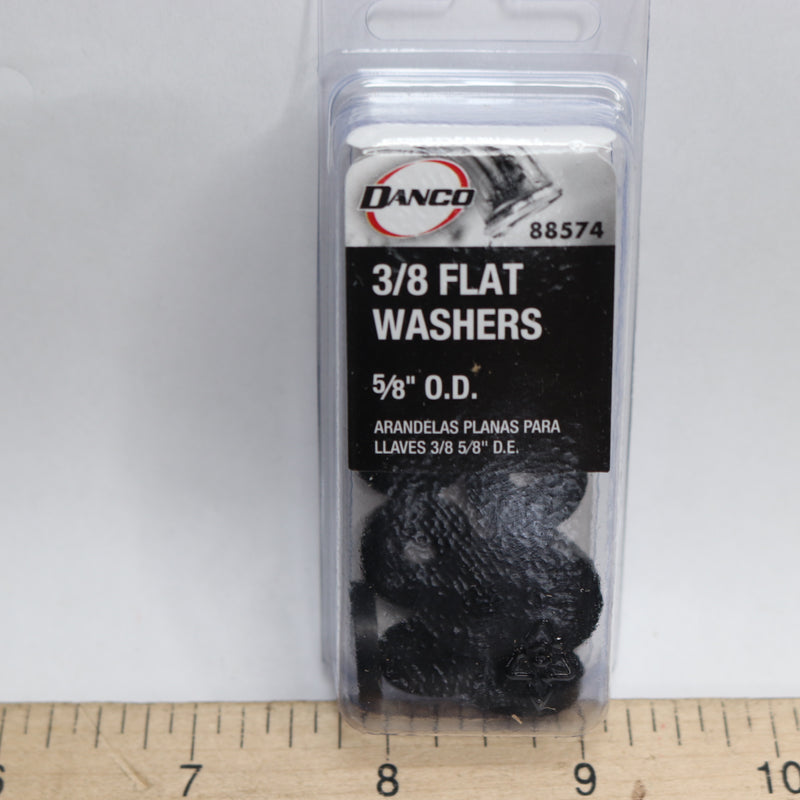 (10-Pk) Danco Carded Flat Washer Rubber Black 5/8" 88574