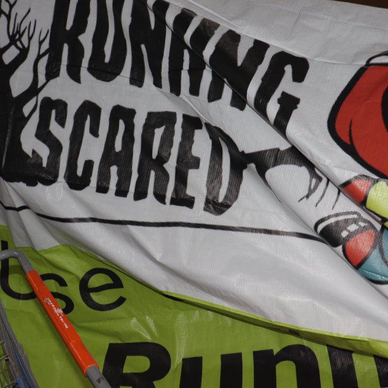 Halloween Running Scared Banner 120.5" x 270"