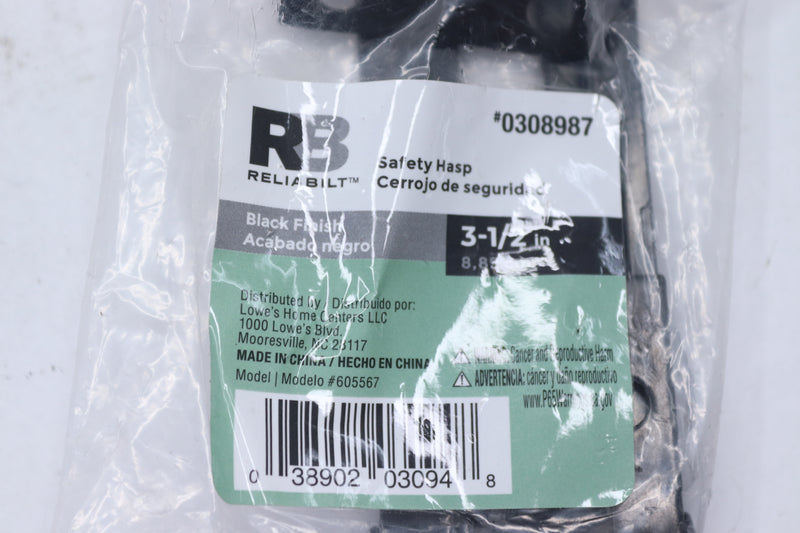Reliabilt Safety Hasp Black 3-1/2" 0308987