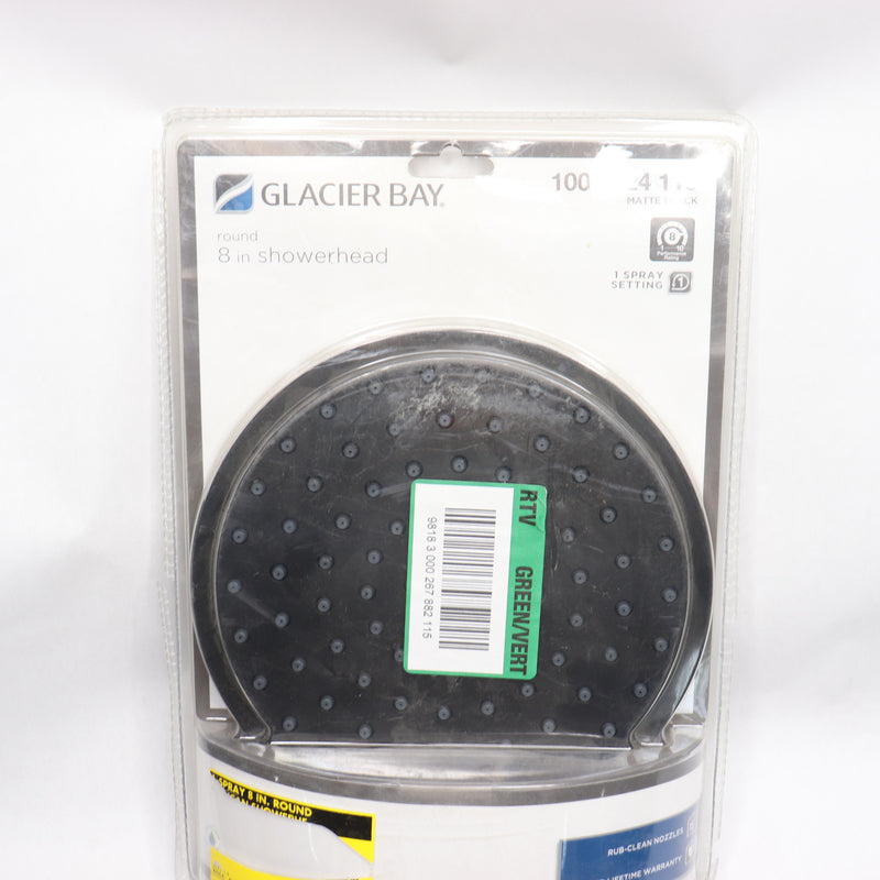 Glacier Bay Single Ceiling Mount Fixed Rain Shower Head Matte Black 3073-144-WS1